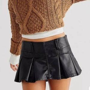 Free People Black Pleated Skort